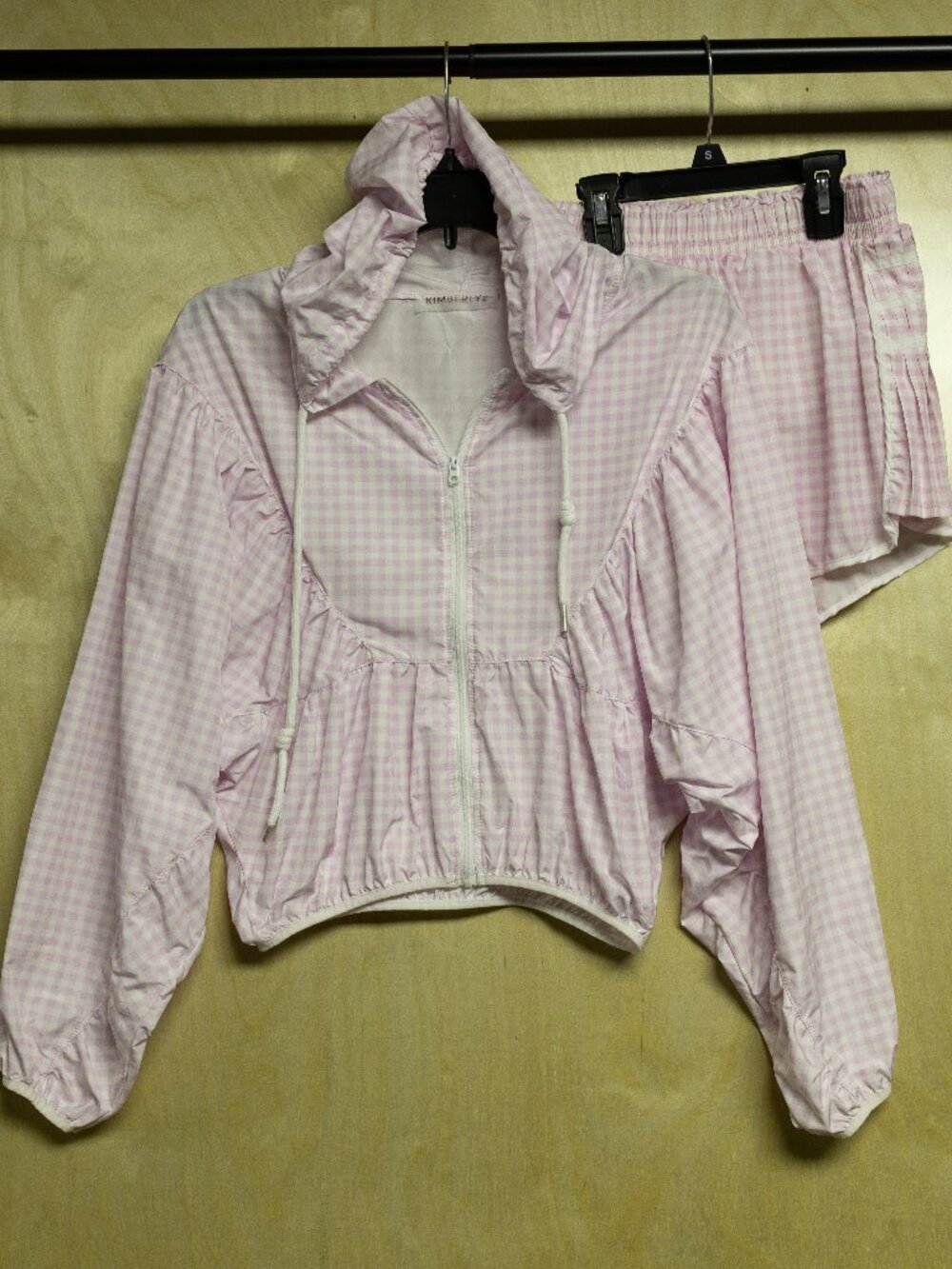 Kimberly C Pink Gingham Short Set Women's Sz Small